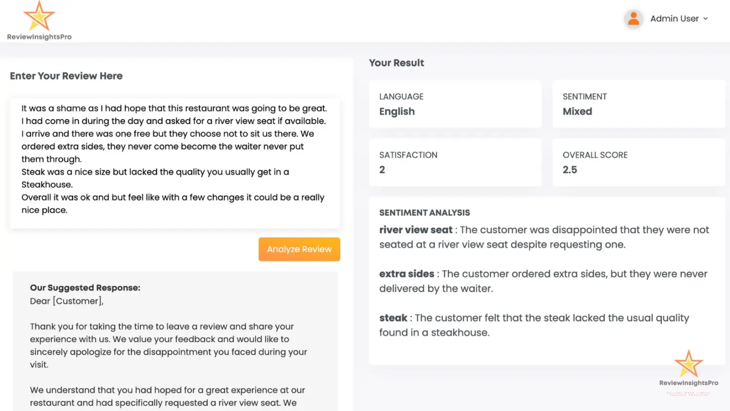 Restaurant Review analysis